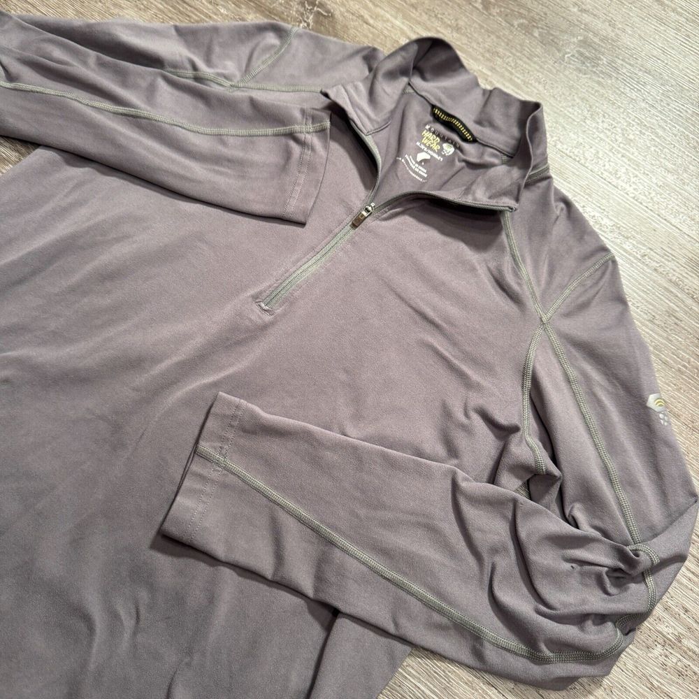 Mountain Hardwear Shirt Mens Small Gray Polyester 1/4 Zip Base Layer Hiking Tech